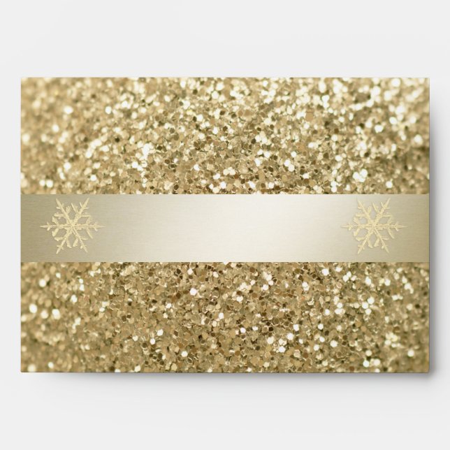 Glittery  fancy elegant modern gold stripe envelop envelope (Front)