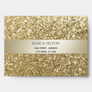 Glittery fancy elegant modern gold stripe envelope