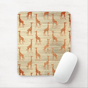 Glittery Giraffe on Gold Foil   Mouse Pad