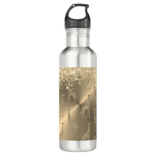 Glittery Giraffes on Glitzy Gold        710 Ml Water Bottle