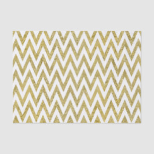 Glittery Gold and White Chevron Stripes Tissue Paper