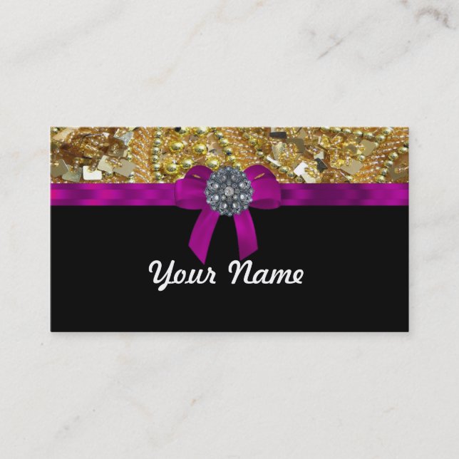 Glittery gold & black business card (Front)