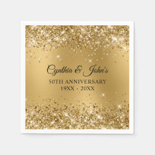 Glittery Gold Blur 50th Anniversary Napkin
