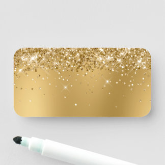 Glittery Gold Blur Blank Name Tag