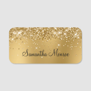 Glittery Gold Blur Name Tag