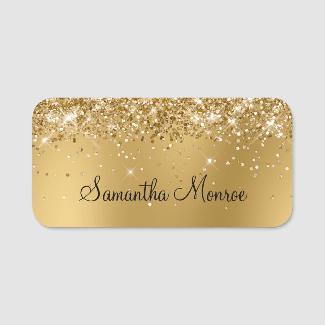 Glittery Gold Blur Name Tag (Front)