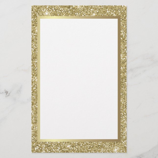 Glittery Gold Border Stationery (Front)