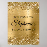 Glittery Gold Faux Foil Bridal Shower Welcome