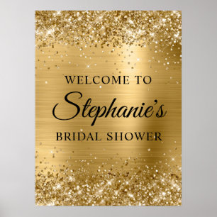 Glittery Gold Faux Foil Bridal Shower Welcome Poster