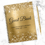 Glittery Gold Foil 30th Birthday Guestbook Notebook<br><div class="desc">Create your own guest book for her 30th birthday party celebration in this blank notebook.
Girly faux sparkly,  gold glitter on the top and bottom edge,  over a golden yellow metallic ombre background.
You can customise the font style and size as needed.</div>