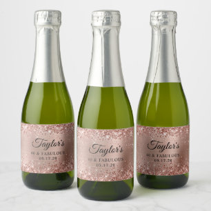 Glittery Gold Foil 40 & Fabulous Sparkling Wine Label