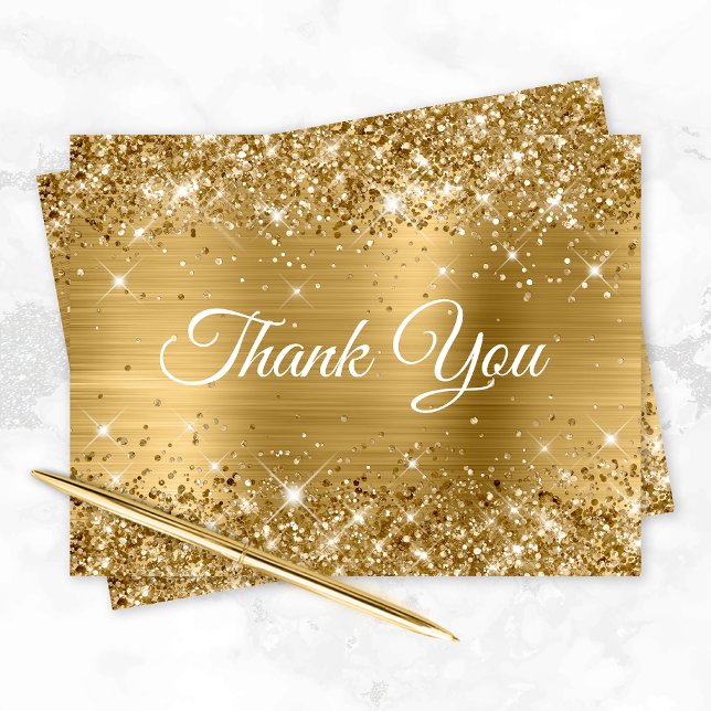 Glittery Gold Foil 40th Birthday Thank You Card (Creator Uploaded)