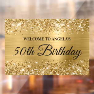 Glittery Gold Foil 50th Birthday Welcome
