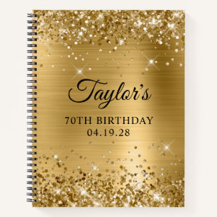 Glittery Gold Foil 70th Birthday Guest Notebook