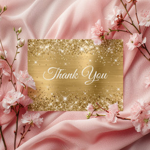 Glittery Gold Foil 80th Birthday Thank You Postcard