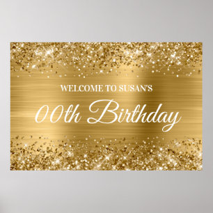 Glittery Gold Foil Any Age Birthday Welcome Poster
