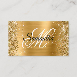 Glittery Gold Foil Fancy Monogram Online Profile Business Card