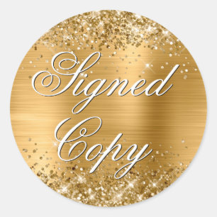 Glittery Gold Foil Fancy Signed Copy Classic Round Sticker