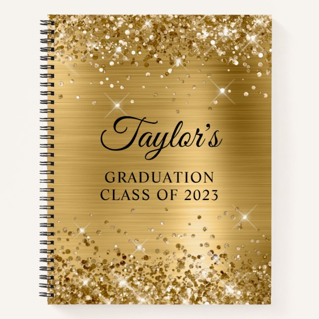 Glittery Gold Foil Graduation Guest Notebook (Front)