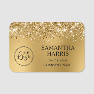 Glittery Gold Foil Logo Company Name Tag