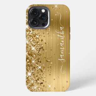 Glittery Gold Foil Modern Girly Signature iPhone 13 Pro Max Case