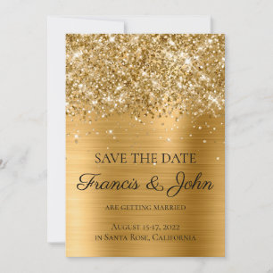 Glittery Gold Foil Wedding Save The Date