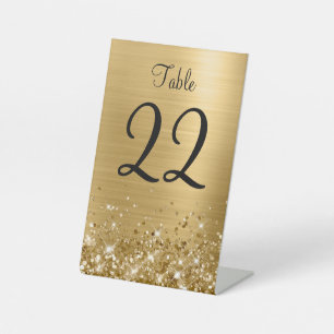 Glittery Gold Foil Wedding Table Number Sign