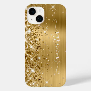 Glittery Gold Glam Girly Swash Signature Case-Mate iPhone 14 Case