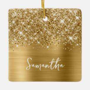Glittery Gold Glam Name Ceramic Ornament
