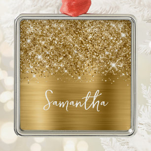 Glittery Gold Glam Name Metal Tree Decoration