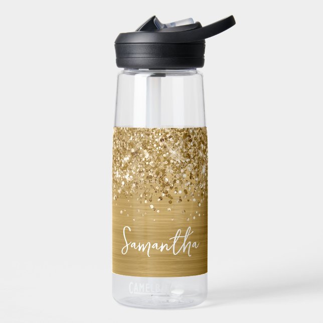 Glittery Gold Glam Name Water Bottle (Left)