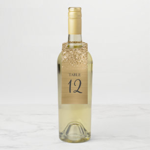 Glittery Gold Glam Table Number Bottle Tag