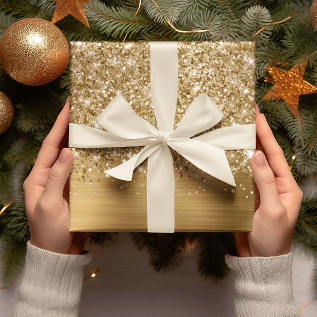 Glittery Gold Glam Wrapping Paper Sheet (Glittery Gold Glam Wrapping Paper Sheets)