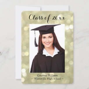 Glittery Gold Graduation Photo Announcement
