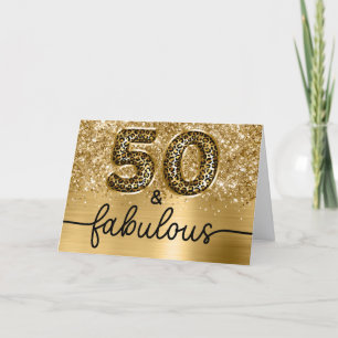 Glittery Gold Leopard Glam 50 and Fabulous Card
