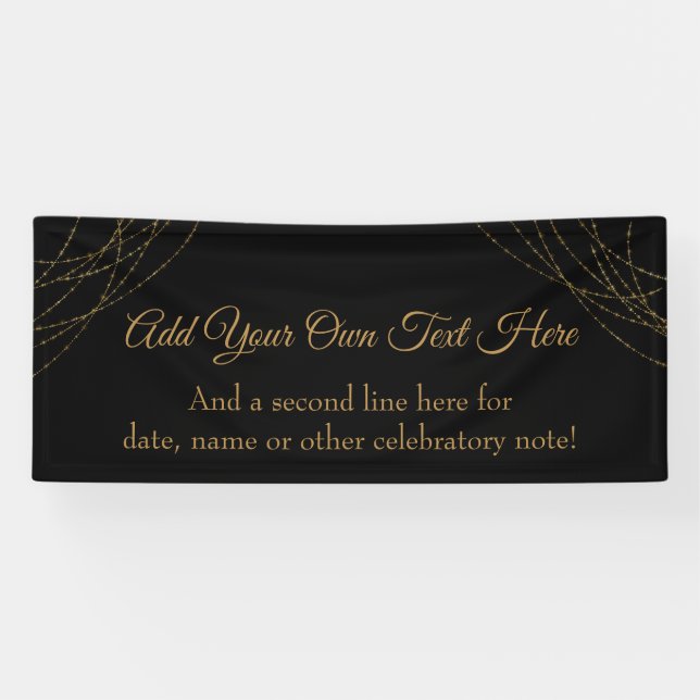 Glittery Gold Light Strings Add Your Own Text Banner (Horizontal)