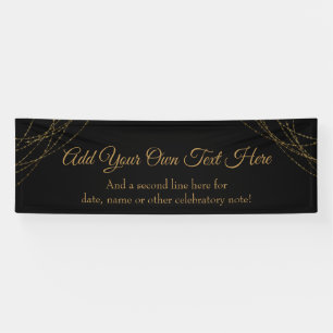 Glittery Gold Light Strings Add Your Own Text Banner