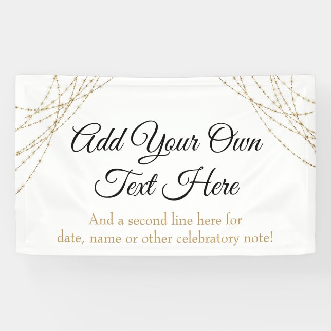 Glittery Gold Light Strings Add Your Own Text Banner (Horizontal)