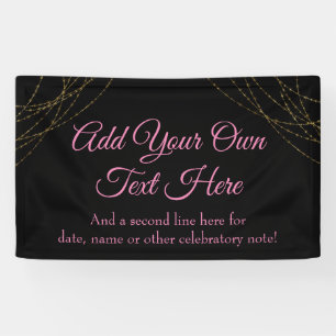 Glittery Gold Light Strings Add Your Own Text Banner