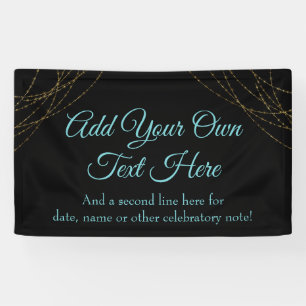 Glittery Gold Light Strings Add Your Own Text Banner