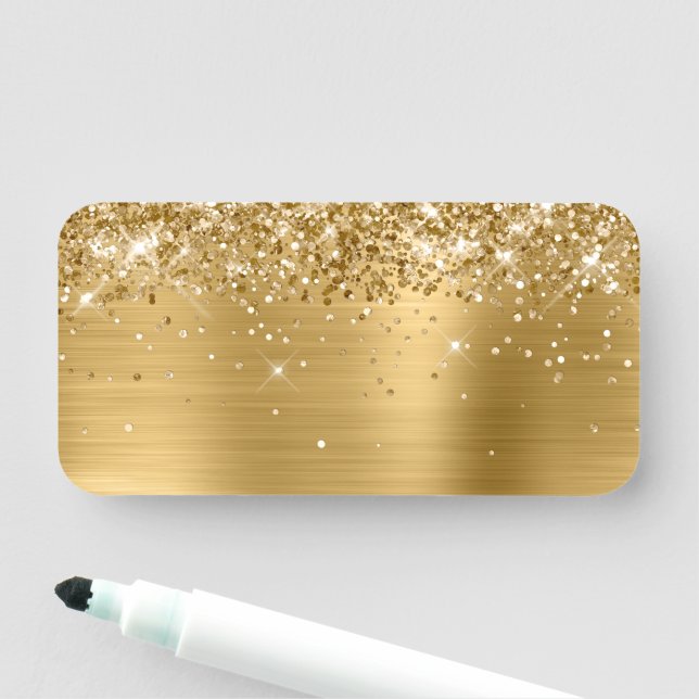 Glittery Gold Metallic Blank Name Tag (In Situ)