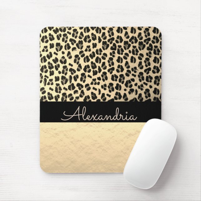 Glittery Gold Shimmery Gold Leopard           Mouse Pad (With Mouse)