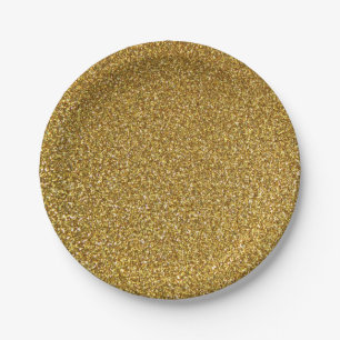 Glittery Gold Sparkle Baby Shower Birthday Wedding Paper Plate