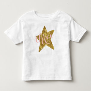 Glittery Gold Star Girl's Birthday Shirt