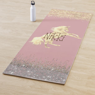 Glittery Gold Unicorn    Yoga Mat