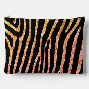 Glittery Gold Zebra Stripes Pattern  Accessory Pouch