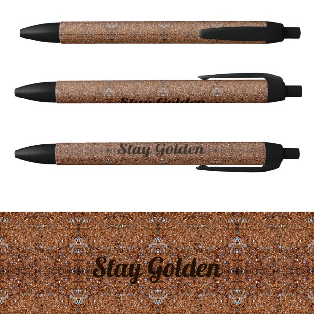 Glittery Golden Glass Black Ink Pen (Creator Uploaded)