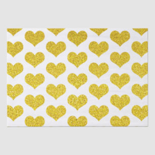 Glittery Golden Heart Patterns Weddings Holidays Tissue Paper