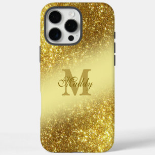 glittery golden personalised iPhone 16 pro max case