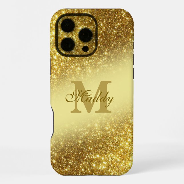glittery golden personalised iPhone case (Back)